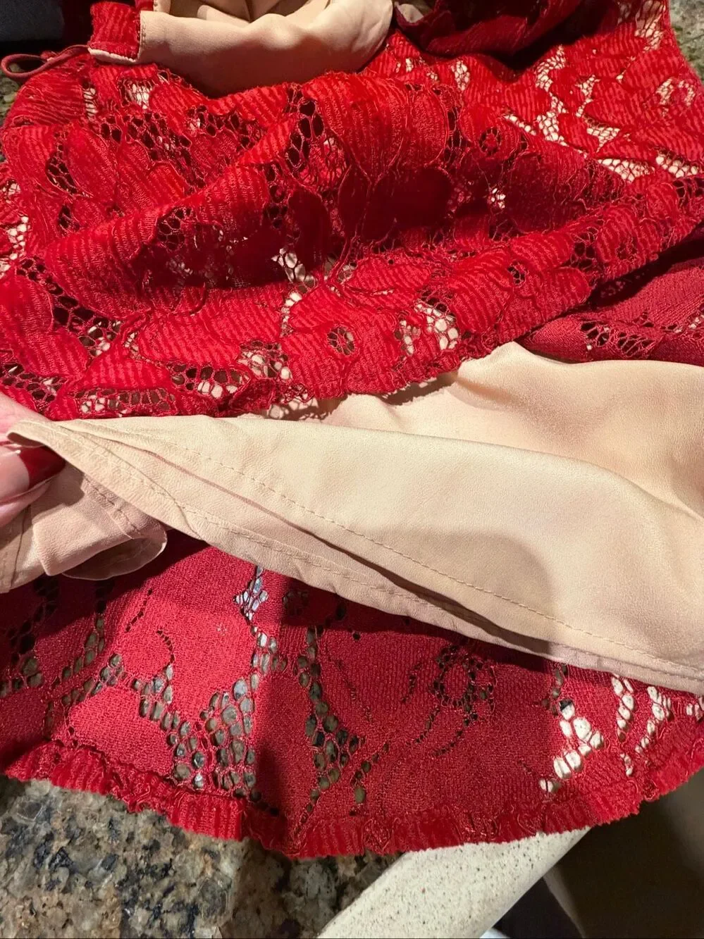 Free People red lace floral mini dress